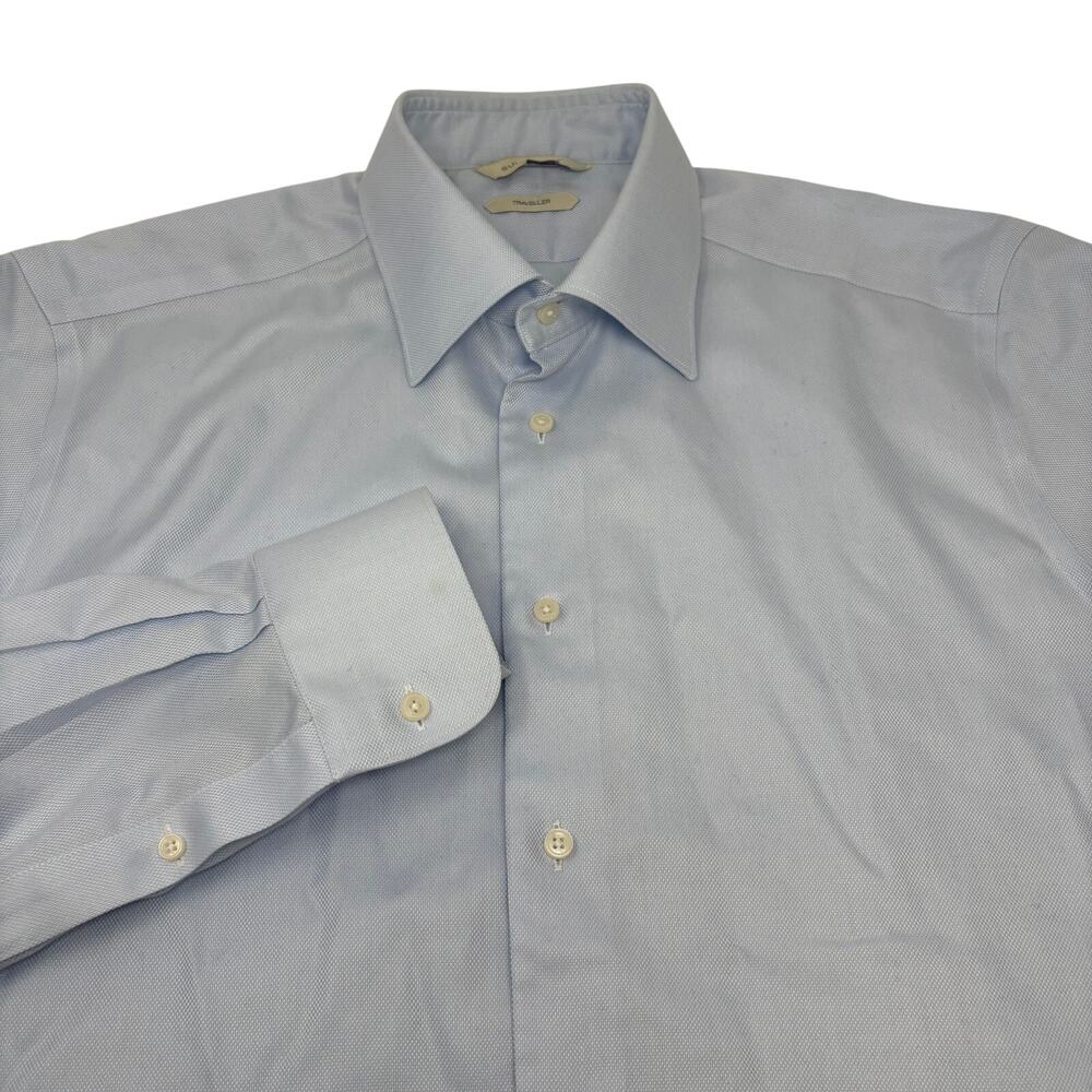 Suitsupply 16.5-42 Traveller Solid Blue Long Sleeve‎ Button Down Cotton Shirt